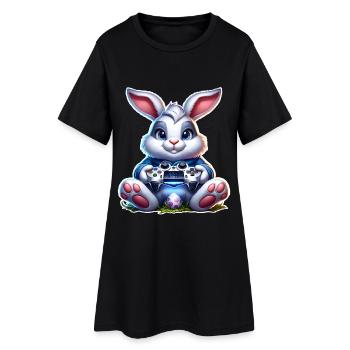 Joueur de Jeux de Lapins de Pâques - Robe T-shirt Femme - noir - Devant