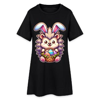 Ostern Igel - Frauen T-Shirt-Kleid - Schwarz - Vorne