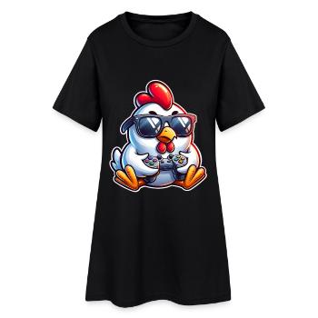 Gamer Chicken with Controller - Women’s T-Shirt Dress - black - Front