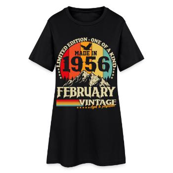 Vintage February 1956 Vintage Retro Birthday - Women’s T-Shirt Dress - black - Front