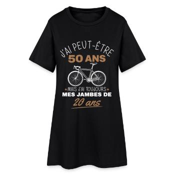 50 ans humour vélo jambes de 20 ans - Robe T-shirt Femme - noir - Devant