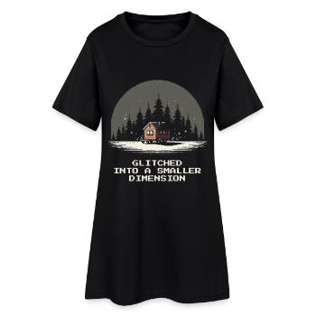 Dimension plus petite buggée | Micro-maison - Robe T-shirt Femme - noir - Devant