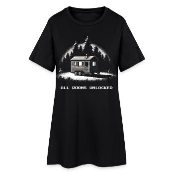 Toutes les pièces déverrouillées | Tiny House - Robe T-shirt Femme - noir - Devant