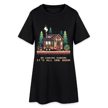 Alles ein Raum | Tiny House Minimalismus - Frauen T-Shirt-Kleid - Schwarz - Vorne