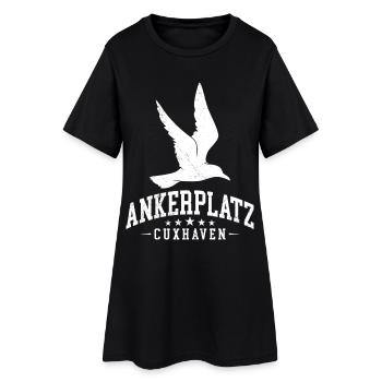 Nordsee Urlaub CUXHAVEN ANKERPLATZ Lustiges - Frauen T-Shirt-Kleid - Schwarz - Vorne