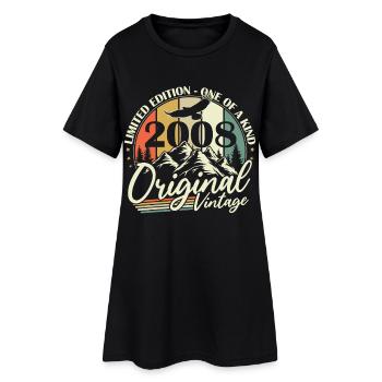 Original 2008 Jahrgang Vintage Geburtstag Geschenk - Frauen T-Shirt-Kleid - Schwarz - Vorne