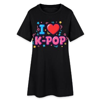 J’adore la musique coréenne mignonne Anime Coréen - Robe T-shirt Femme - noir - Devant