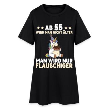 Licorne pour 55 ans – On devient encore plus duveteux - Robe T-shirt Femme - noir - Devant