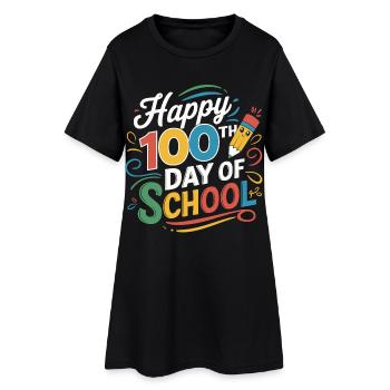 Jubilé du 100e jour de l’école - Robe T-shirt Femme - noir - Devant