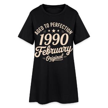Février 1990 – Februar 1990 - Frauen T-Shirt-Kleid - Schwarz - Vorne
