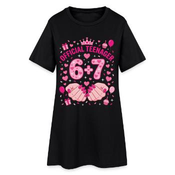 Official Teenager 13th 6+7 Hearts - Women’s T-Shirt Dress - black - Front
