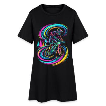 Mountain Biker - Frauen T-Shirt-Kleid - Schwarz - Vorne