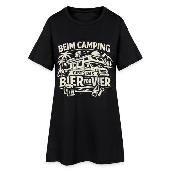 Camping | Bière avant quatre heures - Robe T-shirt Femme - noir - Devant