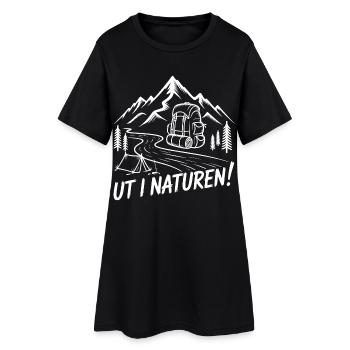 Wandern in der Natur mit Rucksack - Frauen T-Shirt-Kleid - Schwarz - Vorne