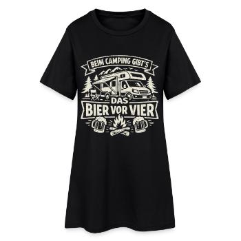 Camping | Bière avant quatre heures - Robe T-shirt Femme - noir - Devant