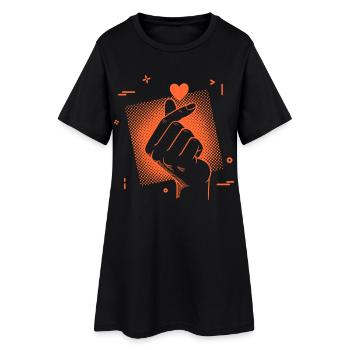 Kpop Musique coréenne Doigt Cœur Mignonne Pop coréenne - Robe T-shirt Femme - noir - Devant
