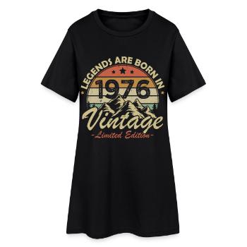 Vintage 1976 Jahrgang Retro Geburtstagsgeschenk - Frauen T-Shirt-Kleid - Schwarz - Vorne