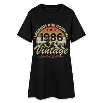 Vintage 1986 Jahrgang Retro Geburtstagsgeschenk - Frauen T-Shirt-Kleid - Schwarz - Vorne