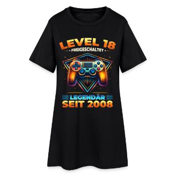 18. Geburtstag Gamer Shirt Level 18 Jahrgang 2008 - Frauen T-Shirt-Kleid - Schwarz - Vorne