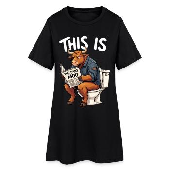This Is Bull - Funny Bull On Toilet Graphic - Women’s T-Shirt Dress - black - Front