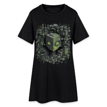 Cubic AI Core City Néon Vert Scintillant - Robe T-shirt Femme - noir - Devant