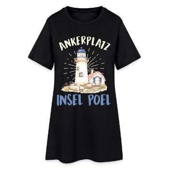 Segler ANKERPLATZ INSEL POEL Lustiges - Frauen T-Shirt-Kleid - Schwarz - Vorne