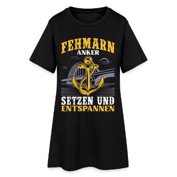 Marin FEHMARN ANCRE ET DÉTENDS-TOI Drôle - Robe T-shirt Femme - noir - Devant