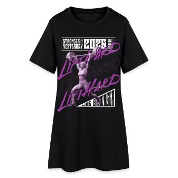 Femme en haltérophilie, version rose violet clair - Robe T-shirt Femme - noir - Devant