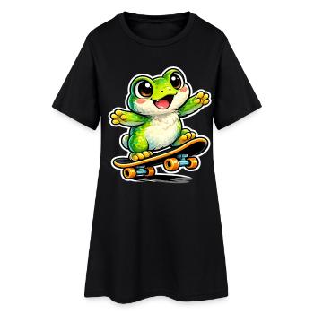 Happy Frog Skateboard - Women’s T-Shirt Dress - black - Front