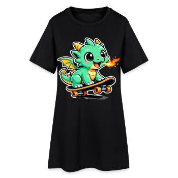 Petit Dragon Skateur - Robe T-shirt Femme - noir - Devant