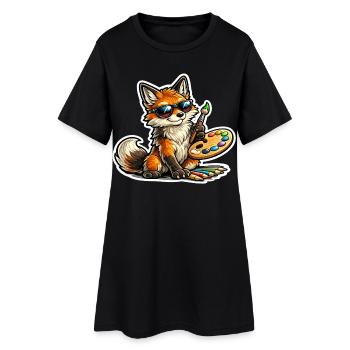Peintre renard coquin avec palette - Robe T-shirt Femme - noir - Devant