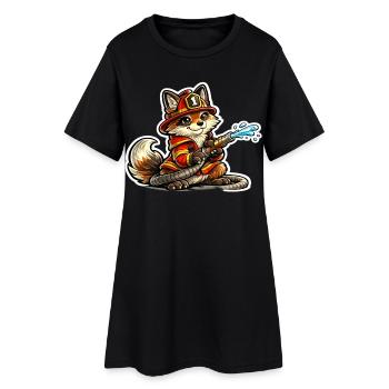 Fox pompier héros en action - Robe T-shirt Femme - noir - Devant