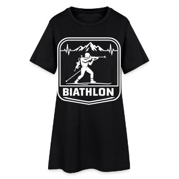 Cadeau ECG du battement cardiaque en biathlon - Robe T-shirt Femme - noir - Devant