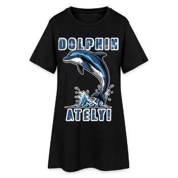 Vintage Dolphinately Dolphin Humor - Women’s T-Shirt Dress - black - Front