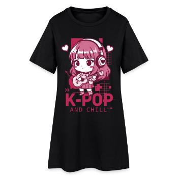 K-POP ET CHILL Kpop Musique coréenne Anime mignon - Robe T-shirt Femme - noir - Devant