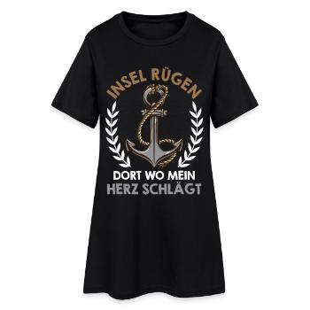 L’ÎLE DE RÜGEN OÙ MON CŒUR BAT Drôle - Robe T-shirt Femme - noir - Devant