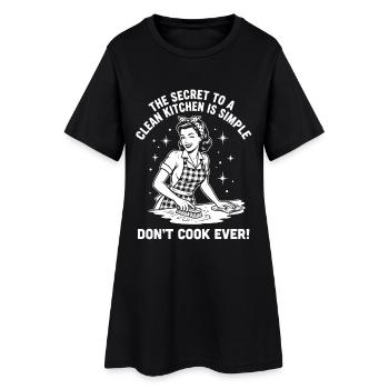 Vraie ironie : design rétro de cuisine propre - Robe T-shirt Femme - noir - Devant