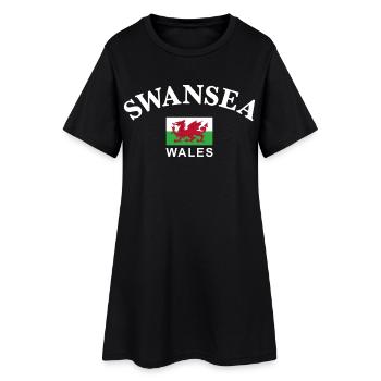 Swansea, Pays de Galles - Robe T-shirt Femme - noir - Devant