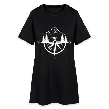 Snowboardeur et boussole en montagne - Robe T-shirt Femme - noir - Devant