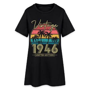 Vintage 1946 Jahrgang Geburtstagsgeschenk - Frauen T-Shirt-Kleid - Schwarz - Vorne