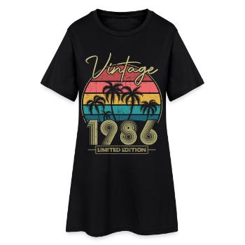 Vintage 1986 Jahrgang Geburtstagsgeschenk - Frauen T-Shirt-Kleid - Schwarz - Vorne