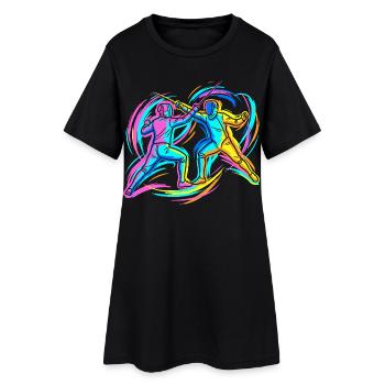 Fechtduell - Frauen T-Shirt-Kleid - Schwarz - Vorne