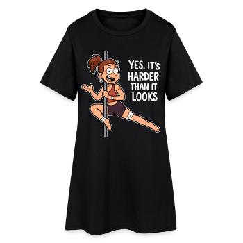 Dessin animé de pole dance – Plus difficile qu’il n’y paraît - Robe T-shirt Femme - noir - Devant