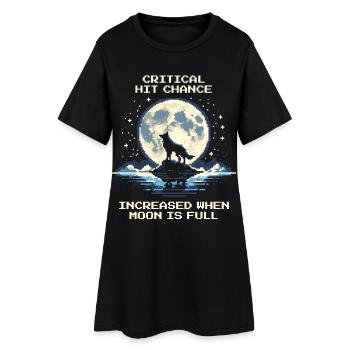 Critical Hit at Full Moon | Wolf - Women’s T-Shirt Dress - black - Front