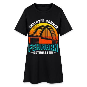 Ostsee ENDLOSER SOMMER FEHMARN OSTHOLSTEIN Lustig - Frauen T-Shirt-Kleid - Schwarz - Vorne