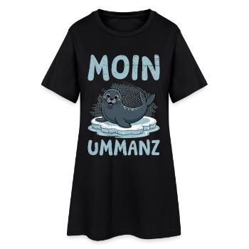 Ostsee Urlaub MOIN UMMANZ Souvenier Lustig - Frauen T-Shirt-Kleid - Schwarz - Vorne
