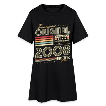 Original 2008 Jahrgang geboren Retro Geburtstag - Frauen T-Shirt-Kleid - Schwarz - Vorne
