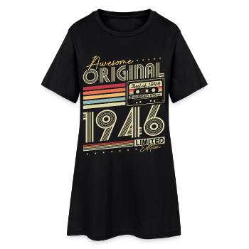 Original 1946 Vintage Born Retro Birthday - Women’s T-Shirt Dress - black - Front