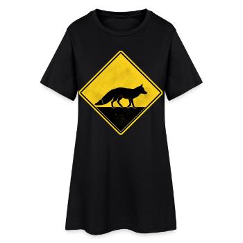 Renard panneau de signalisation jaune - Robe T-shirt Femme - noir - Devant