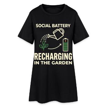 Humour social de jardin qui recharge la batterie - Robe T-shirt Femme - noir - Devant